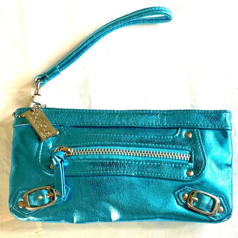 Vintage Rare Britney Spears Curious Blue Metallic Wristlet Clutch Bag Y2K 2004